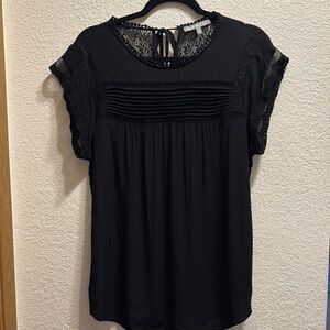 Elegant Black Lace Trim Top